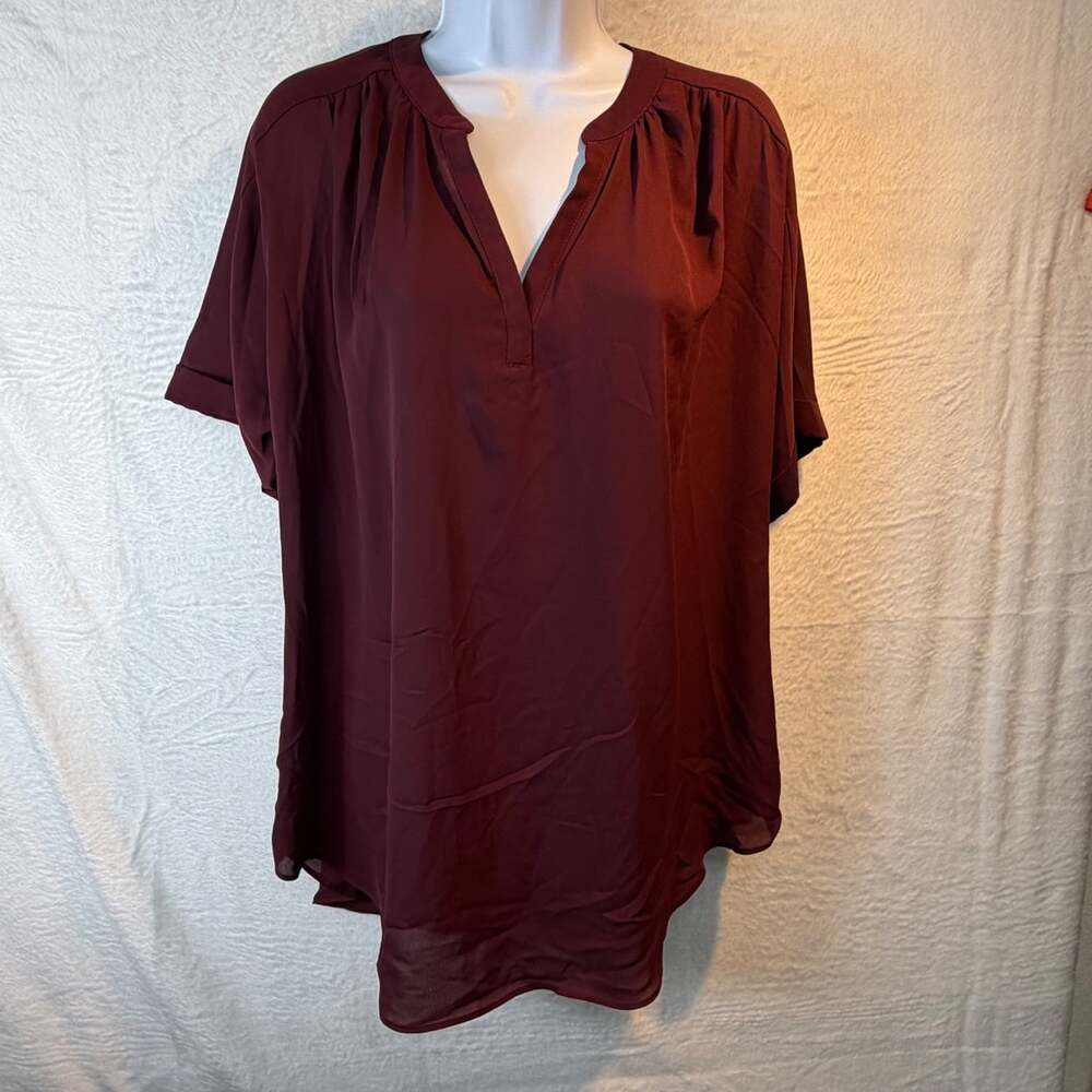 NWT Worthington blouse women's Size M burgundy office wear